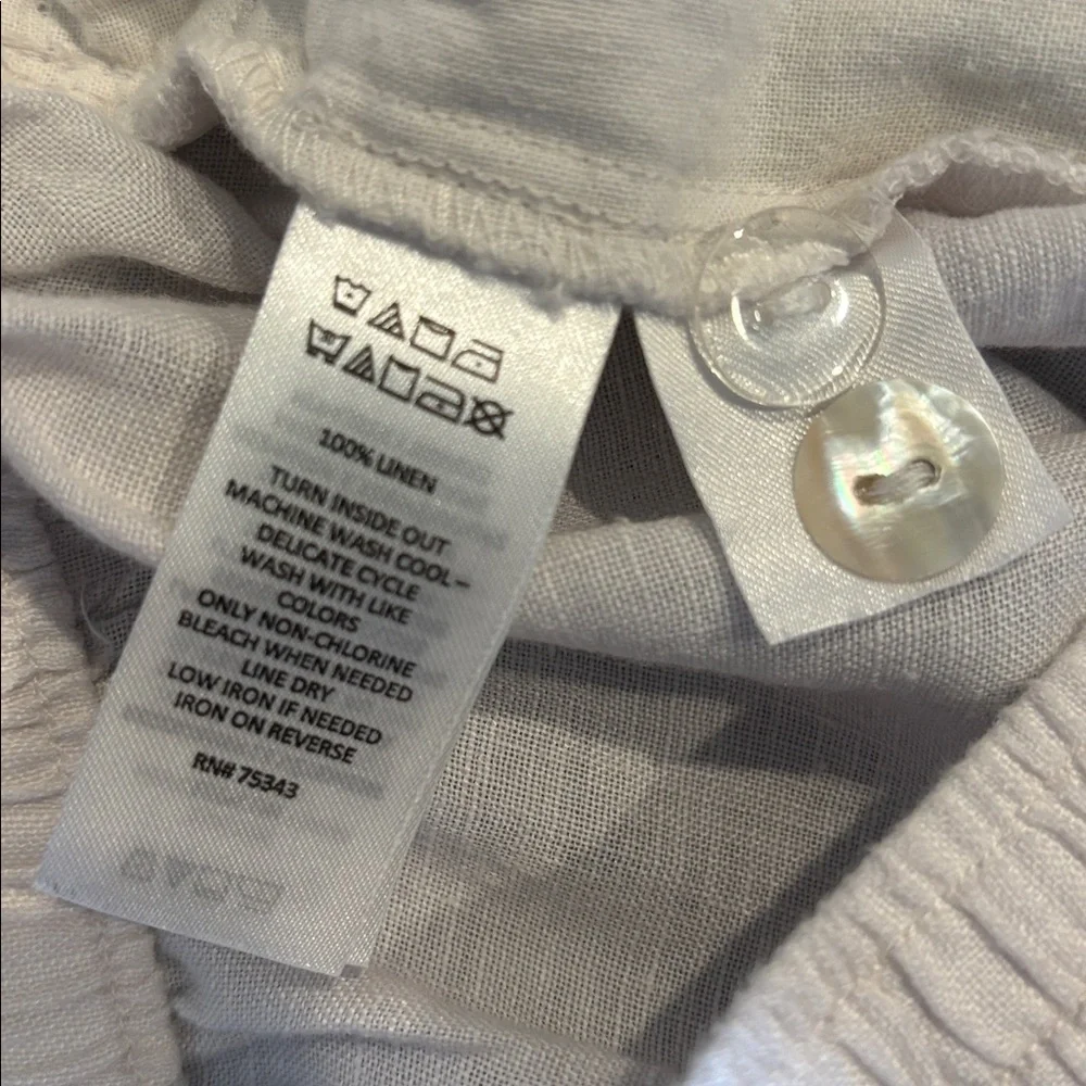 Halston 100% Linen Shorts Waist Tie Size Small High Rise